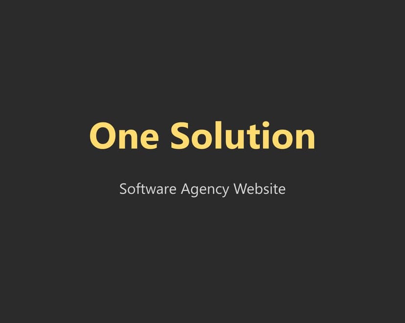 One Solution Agency Website